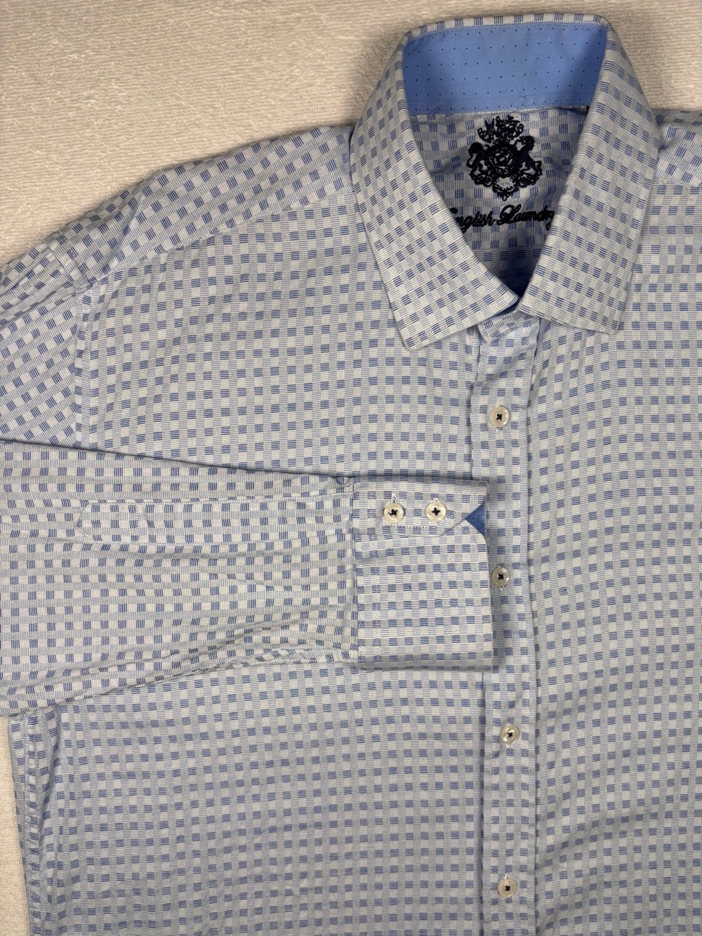 English Laundry Light Blue Checked Dress Shirt